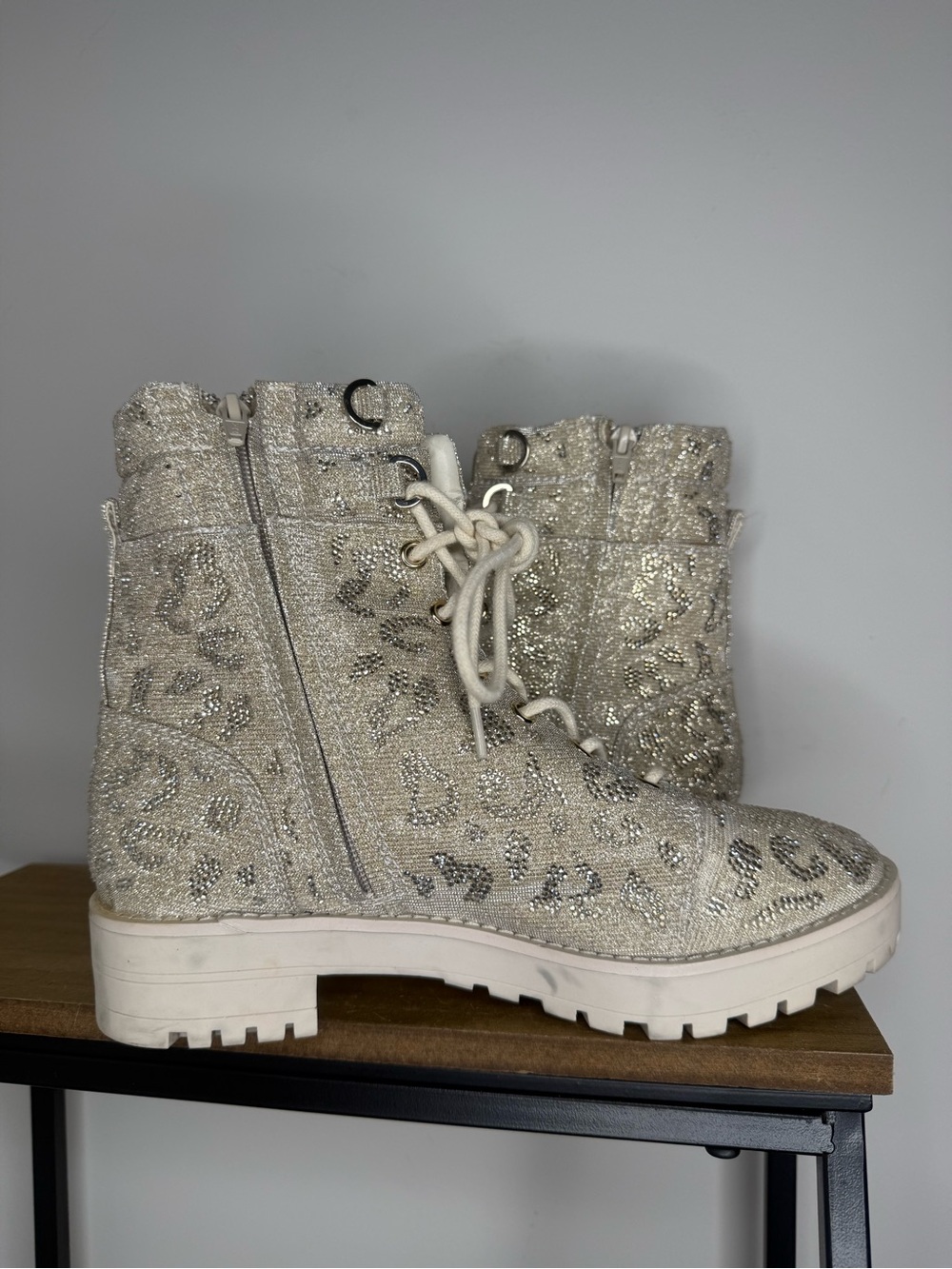 Gianni Bini Balynne Glitzy Leopard Print Sparkle Boots - Picture 3 of 9